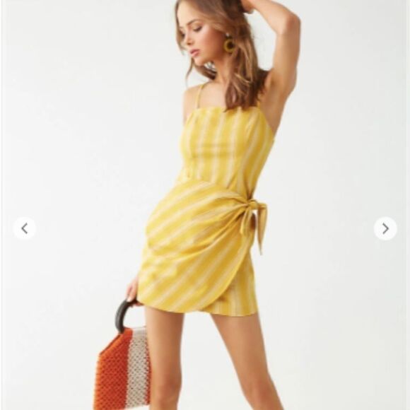 Forever 21 Yellow Striped Mini Dress - Picture 1 of 4